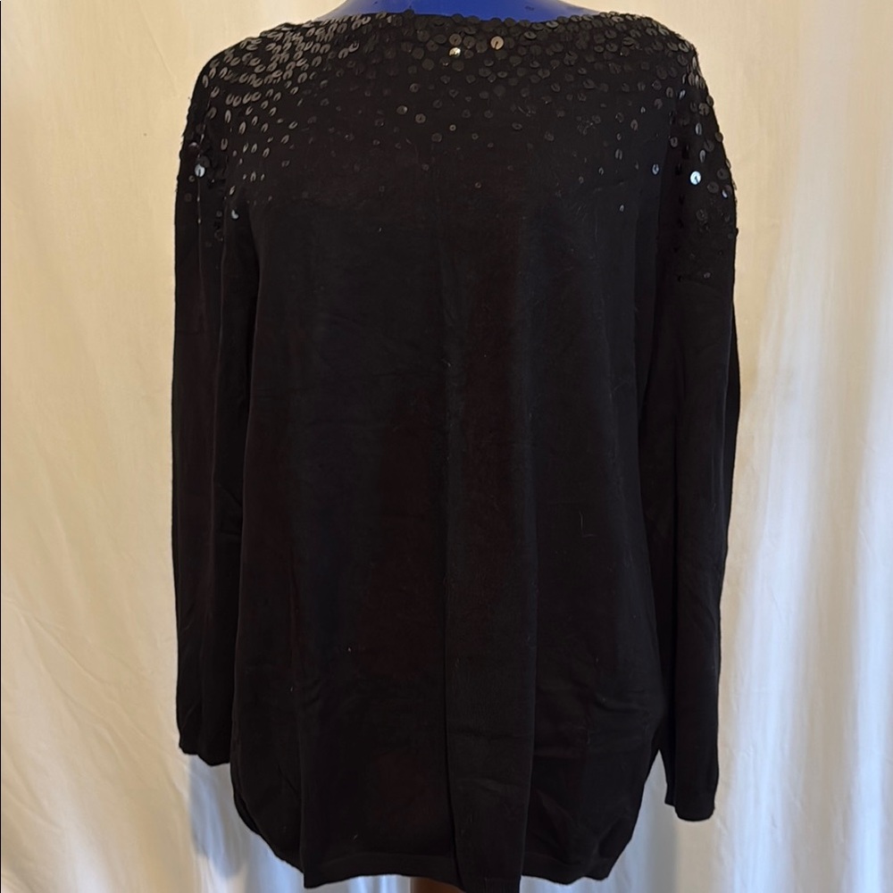 Ruby Rd Woman 1X Black Sequin Women's Sweater